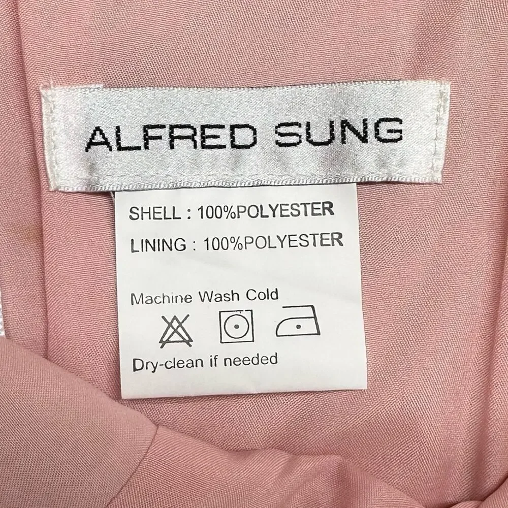 NWT | Alfred Sung | Sateen Twill Dress V-Neck w/ Pockets | Toasted Sugar | 2 - Picture 10 of 13